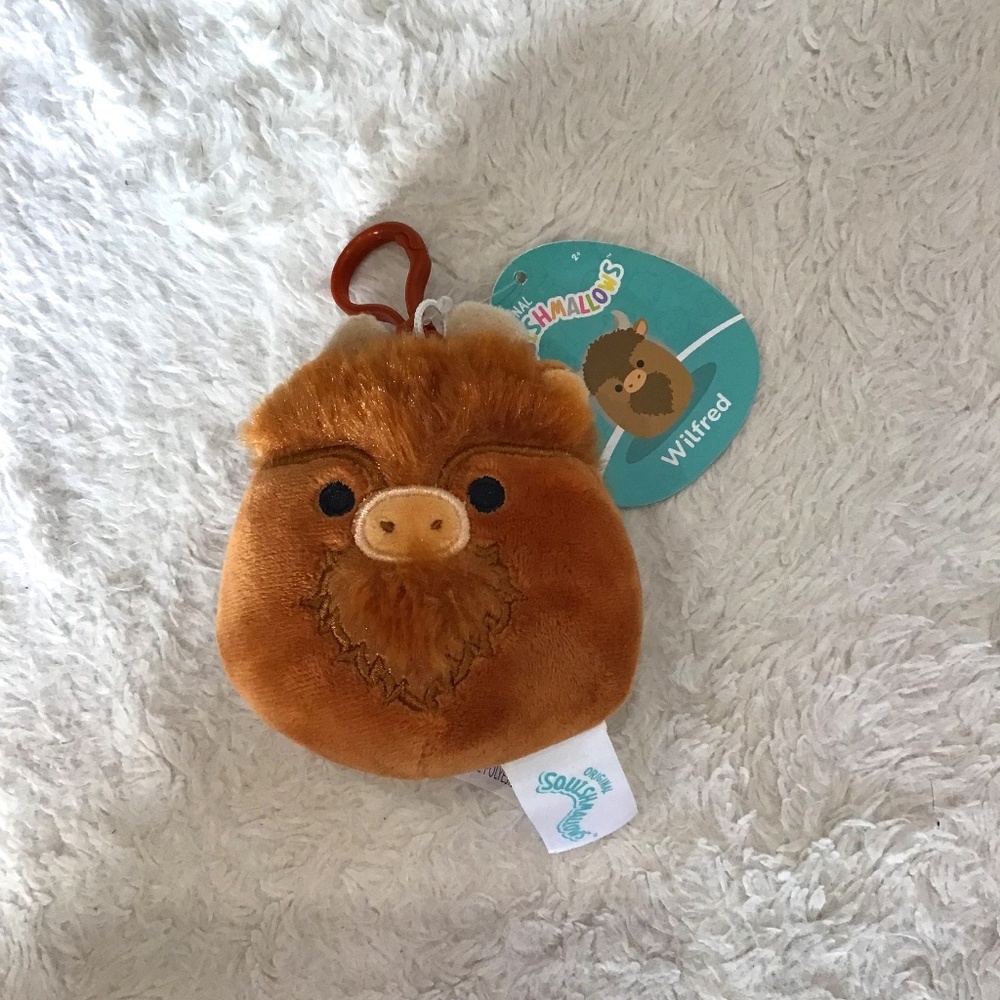 NWT Squishmallows Wilfred The Highland Cow Plush Toy Collectible Clip Keychain